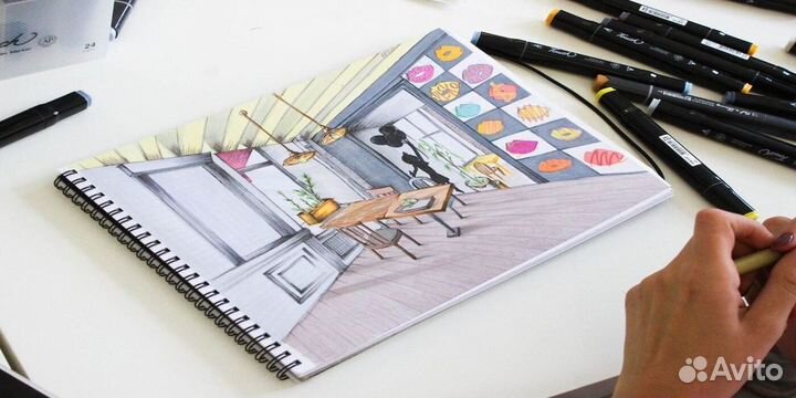 Набор маркеров для скетчинга в сумке 36 цветов