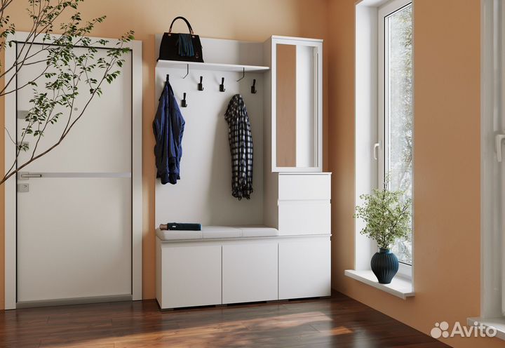 Плейона Тумба с вешалкой белый