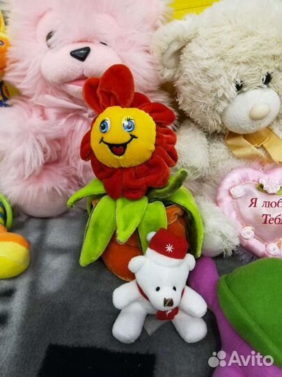 Мягкие игрушки : мишка, цветок, жираф