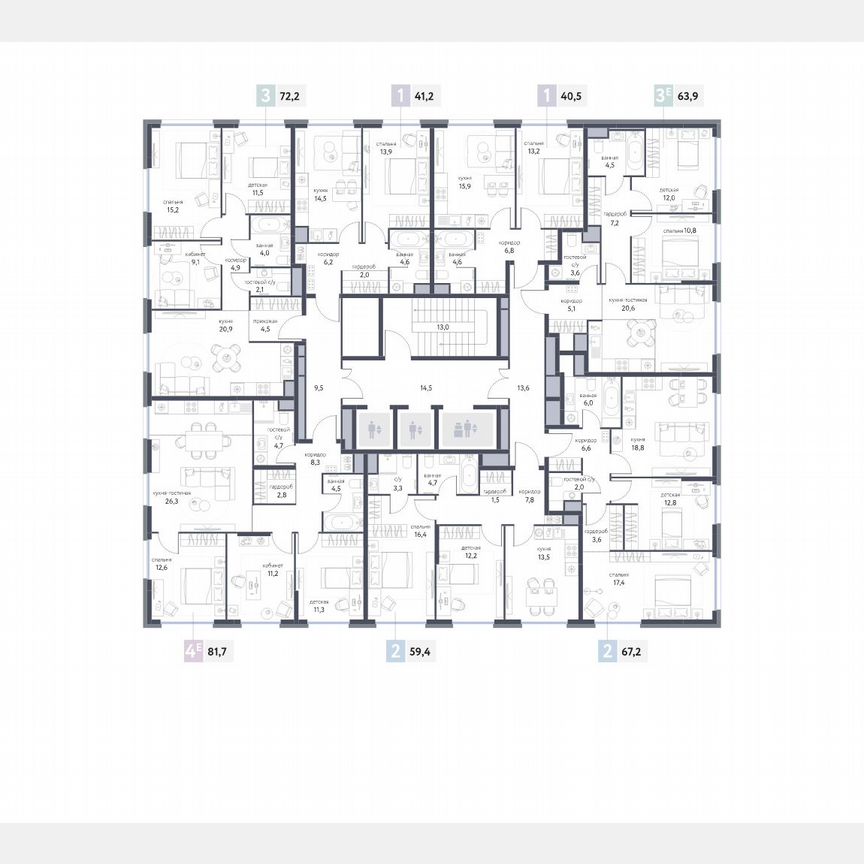 2-к. квартира, 59,6 м², 2/25 эт.