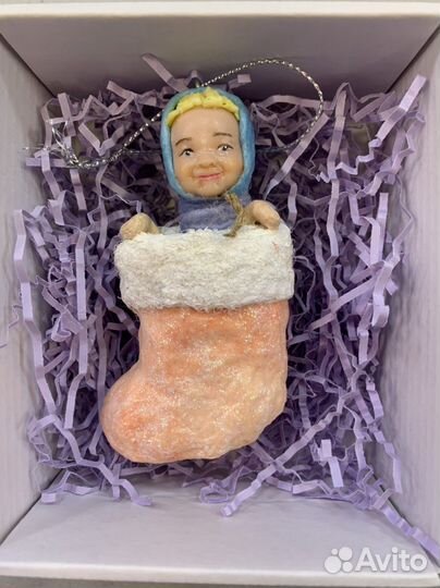 Елочная игрушка из ваты ручной работы