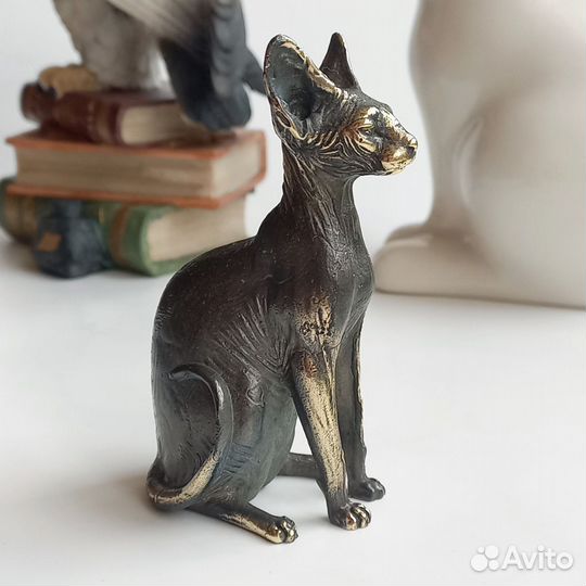 Бронзовая статуэтка кота. Бронзовый сфинкс. Литьё