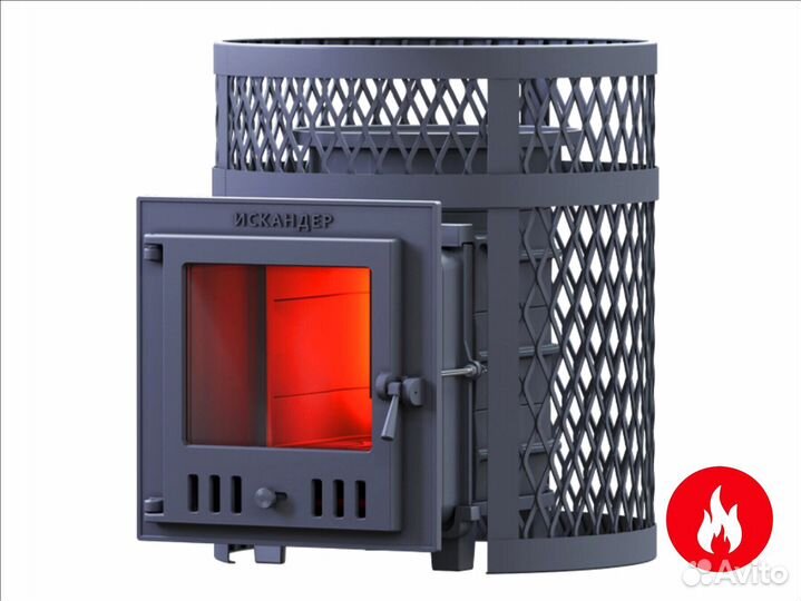 Чугунная печь для бани искандер 18 (м в сетке)