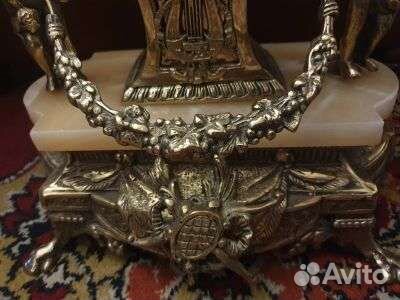 Каминные бронзовые часы, высота 56см