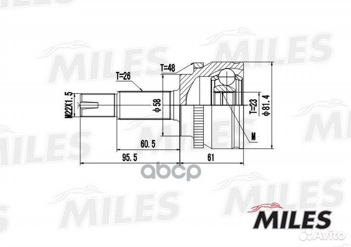 ШРУС toyota corolla 1.4/1.6 02- нар. ABS ga2047