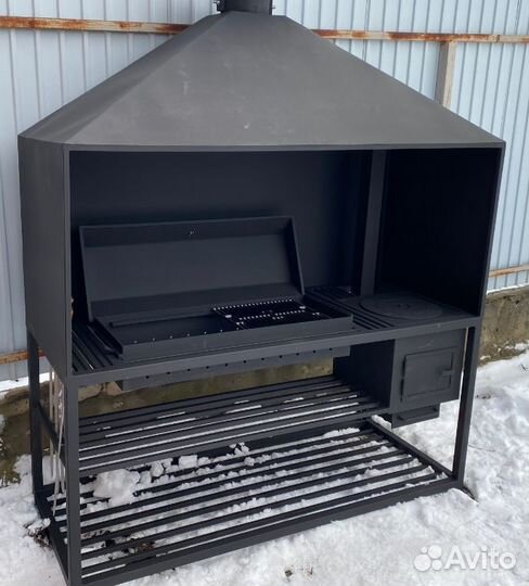 Мангал с печью и вытяжкой