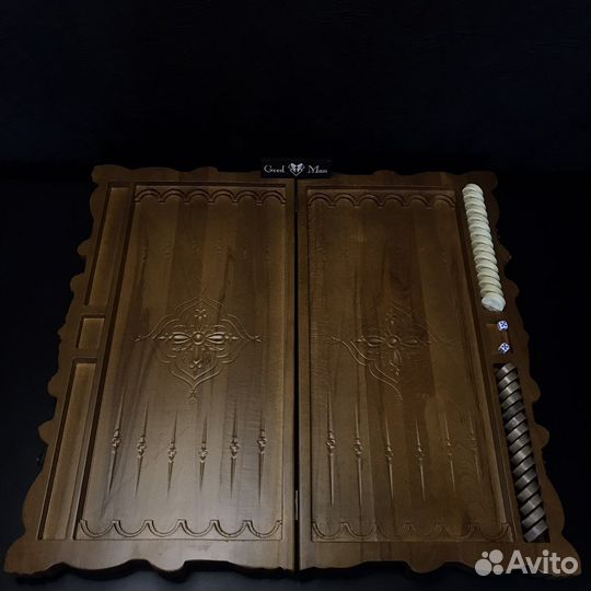 Резные шахматы нарды 2в1 (Бук, 58х58 см)