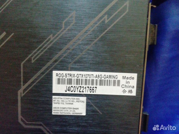 Видеокарта gtx 1070ti 8gb Asus