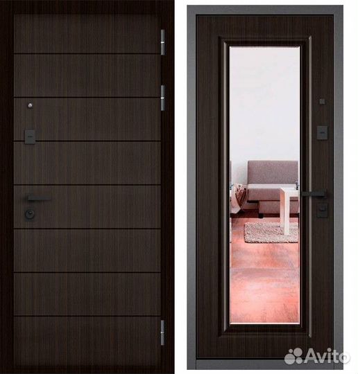 Дверь входная металлическая с зеркалом