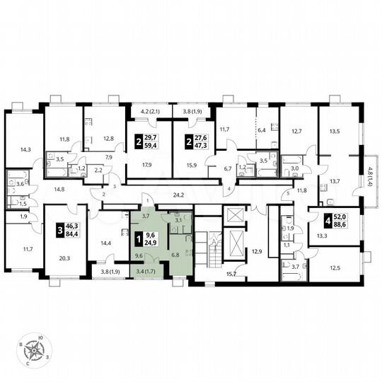 Квартира-студия, 24,9 м², 21/24 эт.