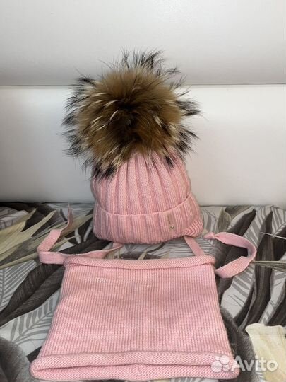 Комплект зимний шапка и снуд для девочки