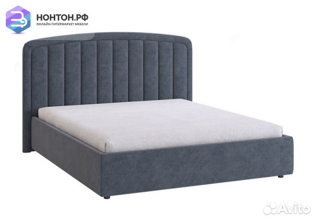 Кровать Сиена 2 1.6 м серо-синяя