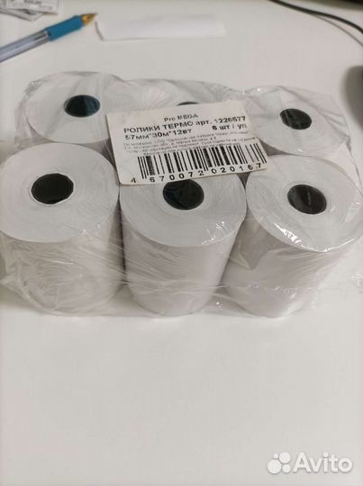 Чековая лента 57мм*30м диаметр 42-45мм, втулка12мм