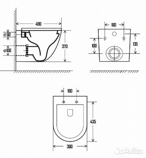 Унитаз подвесной aquame AQM2002MGR