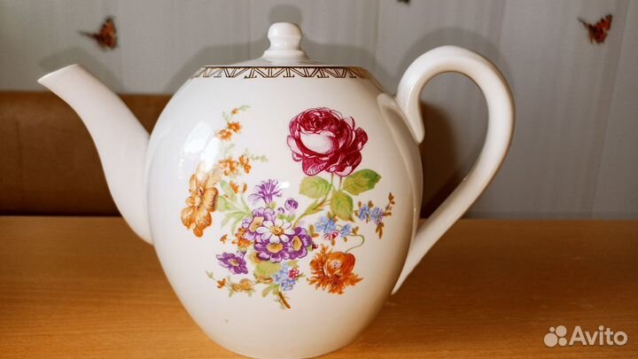 Чайник заварочный. Фарфор. Дулево. Песочное. СССР