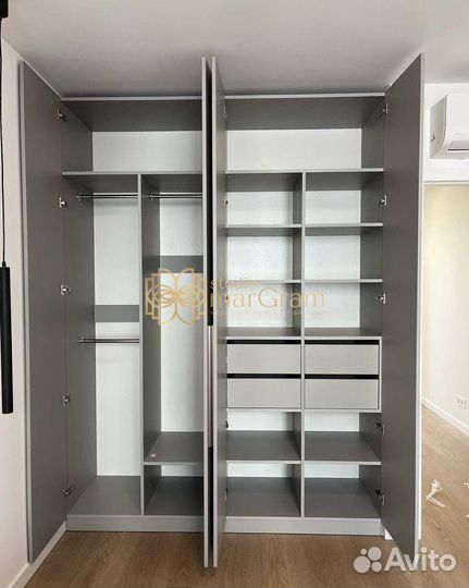 Шкаф распашной серый на заказ