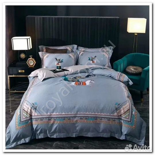 Постельное белье hermes Евро Брендовый рисунок