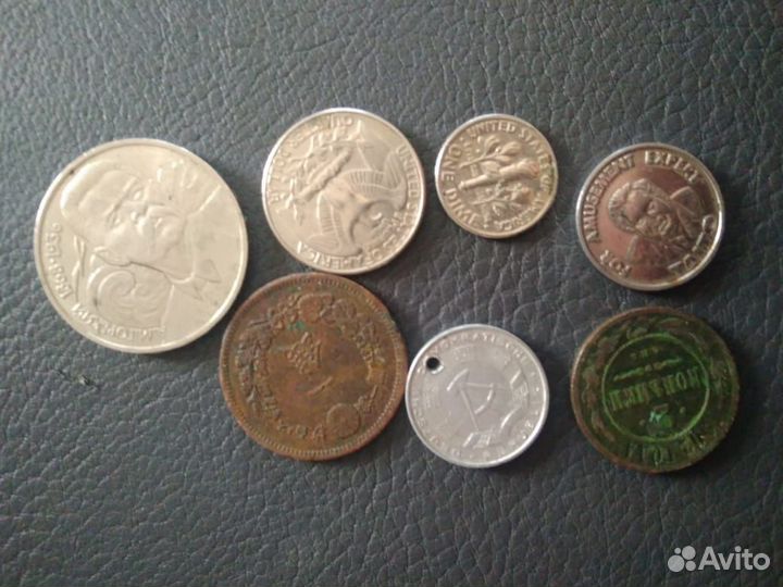 Монеты набор 7 шт. Sen, liberty, peening, talto, к