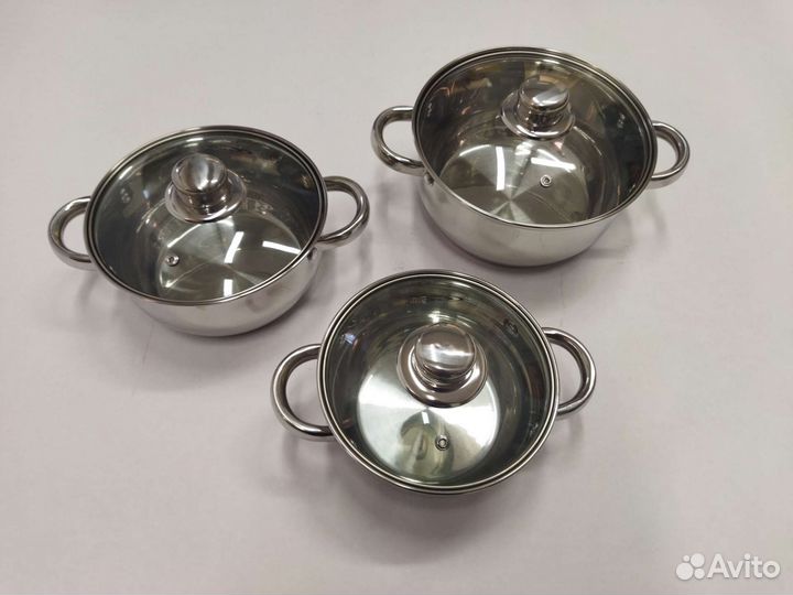 Кастрюля из нержавейки набор индукция (Россия)