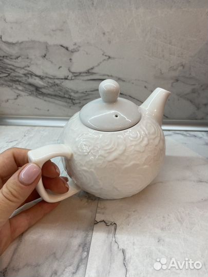 Заварочный чайник керамический белый
