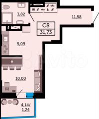 Квартира-студия, 31,4 м², 2/27 эт.