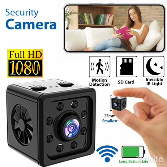 WiFi мини-камера дат. движения 140 градус., 128G