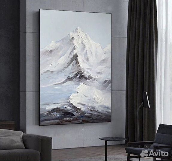 Картина маслом Горы Зимний пейзаж гор