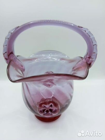 Ваза корзинка цветное стекло