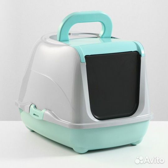 Туалет-домик для кошек закрытый с дверцей 50*38*37