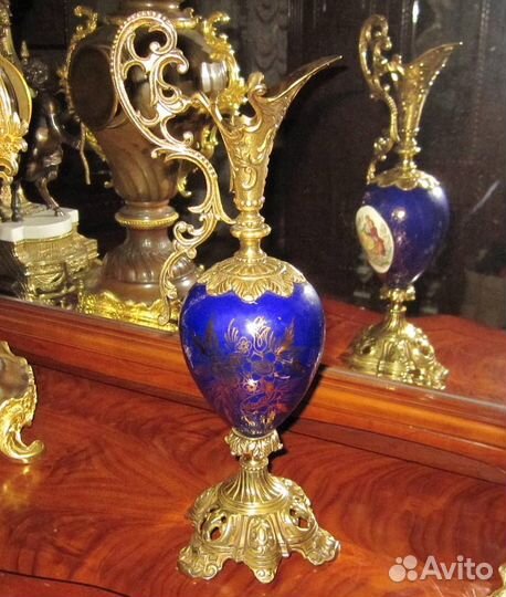 Кувшин Бронза и Фарфор. Кавалер с дамой. 43 см