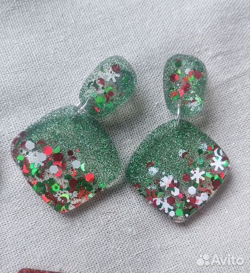 Серьги новогодние блестящие