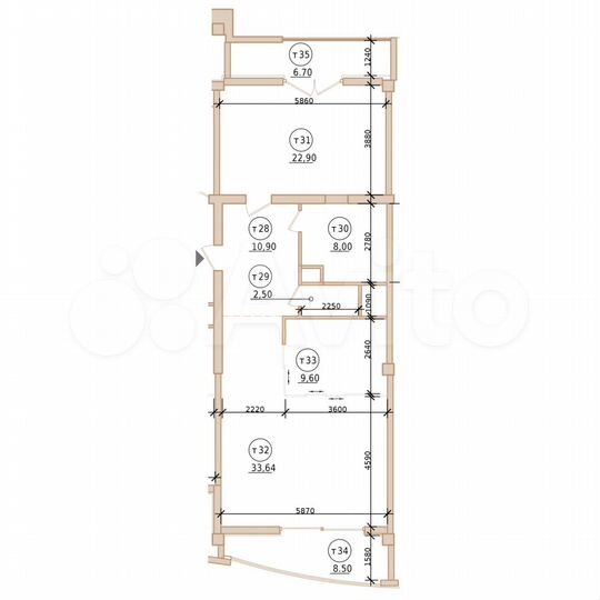2-к. квартира, 95,1 м², 2/10 эт.