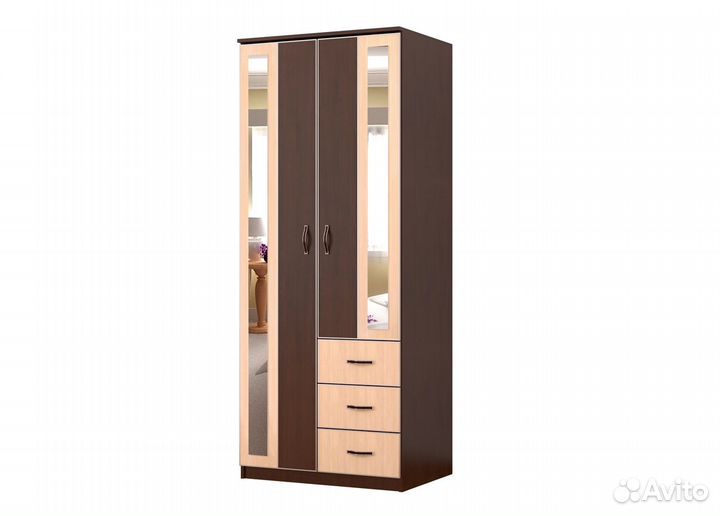 Шкаф двухстворчатый комбинированный 