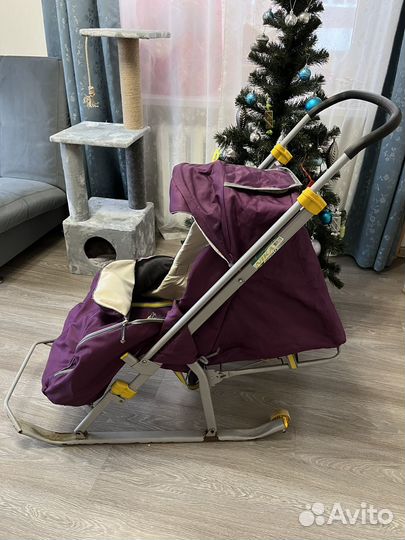 Коляска санки Ника детям 4 фиолетовые