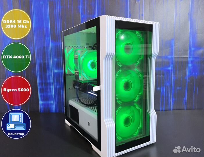 Мощный игровой пк AMD5600-RTX4060Ti-16DDR4-UAX-A520