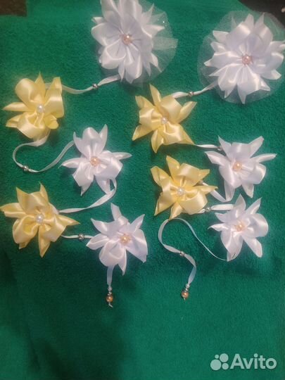 Бантики ручной работы на ленточке в косу