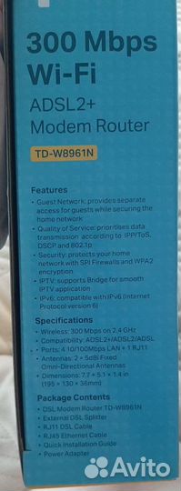 Роутер tp-link Wi-Fi N300 с модемом adsl2+