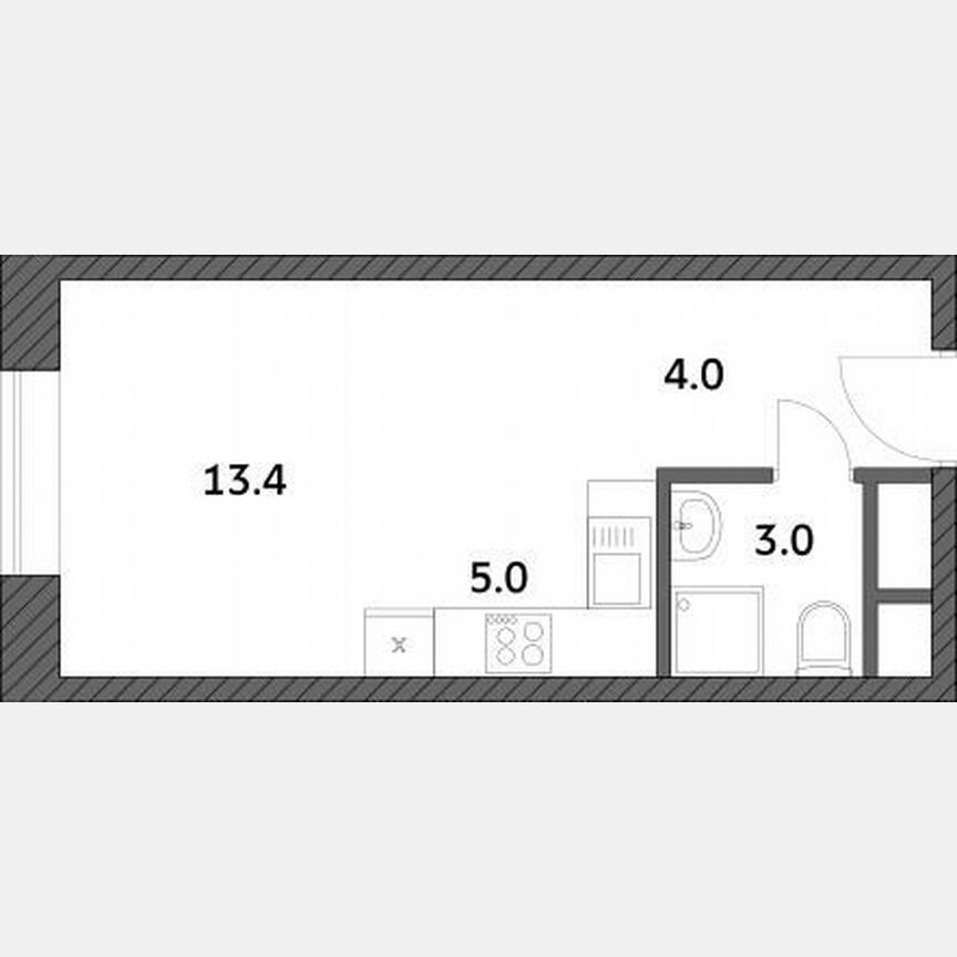 Квартира-студия, 25,4 м², 12/19 эт.