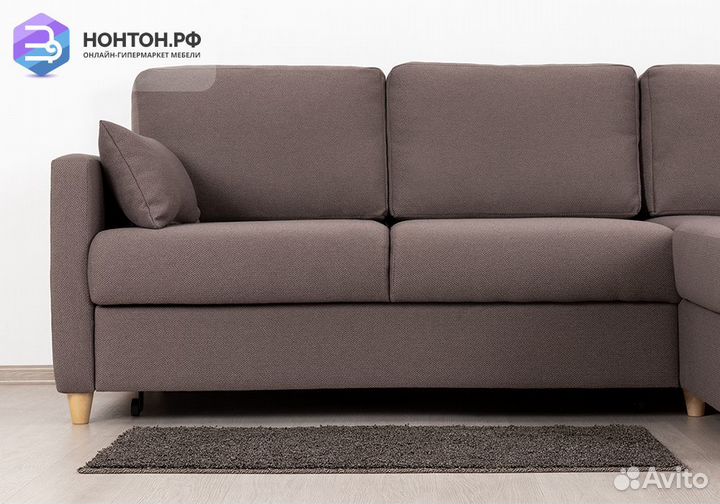 Диван угловой дельфин Дилан коричневый