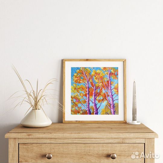 Картина маслом осенний пейзаж Деревья