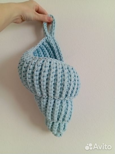 Корзина-ракушка из трикотажной пряжи