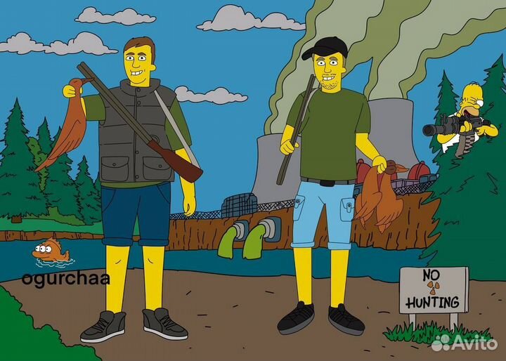 Портрет в стиле Симпсонов в подарок шарж