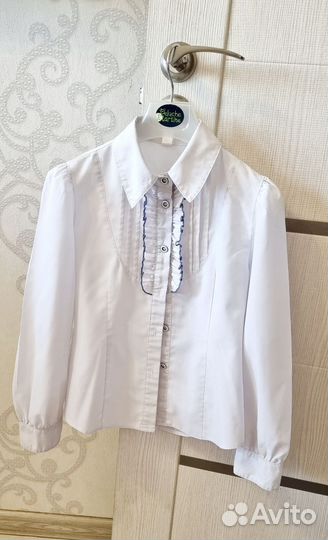 Блузка (рубашка)белая школьная 128-134р
