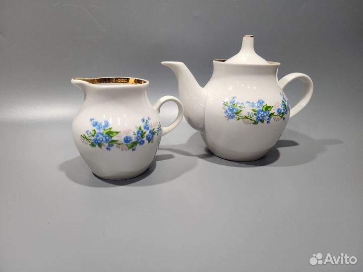 Заварочный чайник молочник СССР незабудки фарфор