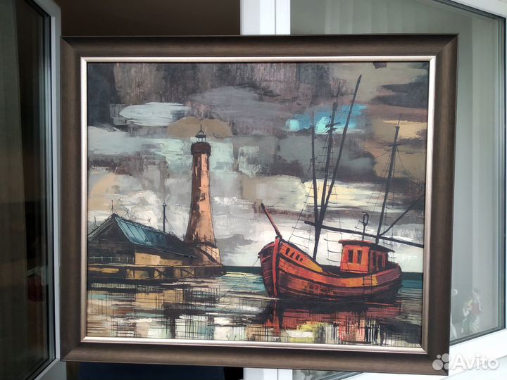 Картина Приморский пейзаж масло 1970е Голландия