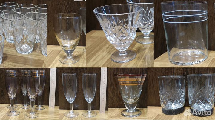 Стаканы, стопки, рюмки, фужеры стекло/хрусталь