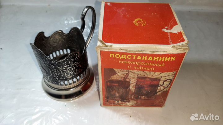Подстаканник никелированный с чернью мнц СССР