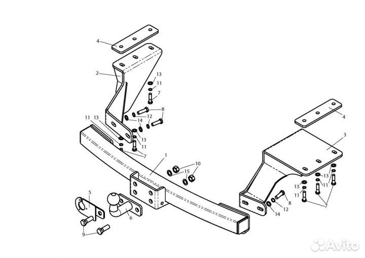 Фаркоп на Mitsubishi Outlander XL, с 2007 г. в