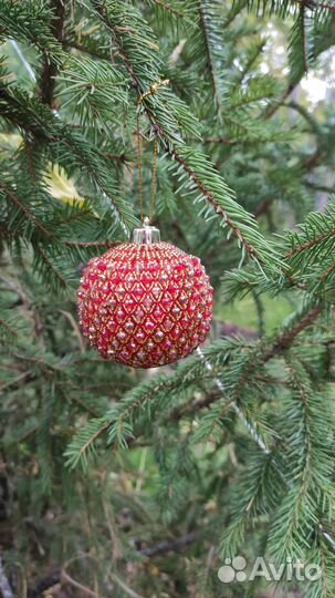 Новогодняя елочная игрушка. Ручная работа. Бисер