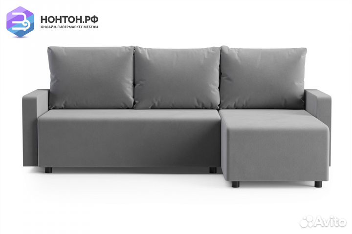 Диван угловой еврокнижка Мидгард темно-серый